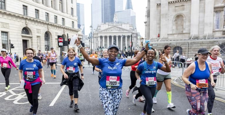 group running and cheering