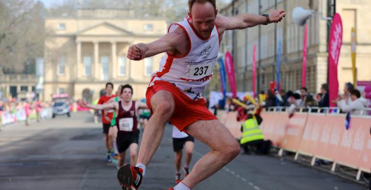 Man running and jumping