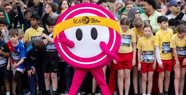 The Dot, The TCS Mini London Marathon mascot at the Start Line