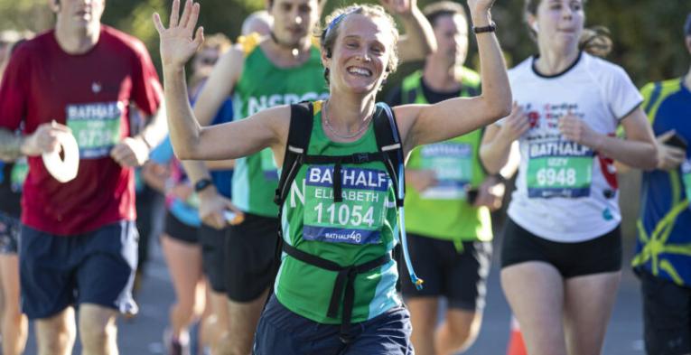 People running with smiles.