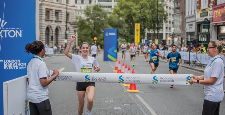 The first female finisher at the Great City Race