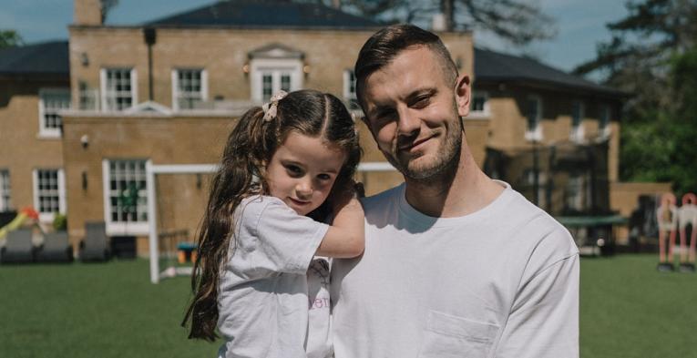 Jack and Siena Wilshere in the garden
