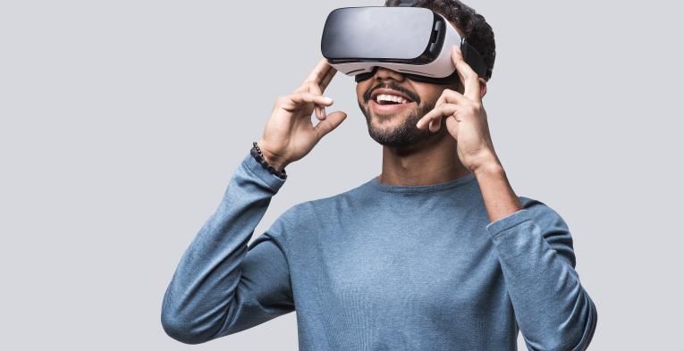 Man using VR headset