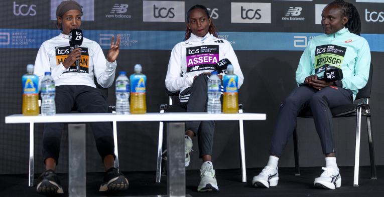 Elite women's press conference ahead of the 2025 TCS London Marathon