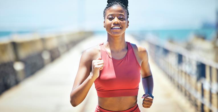 Female runner outside during a training run