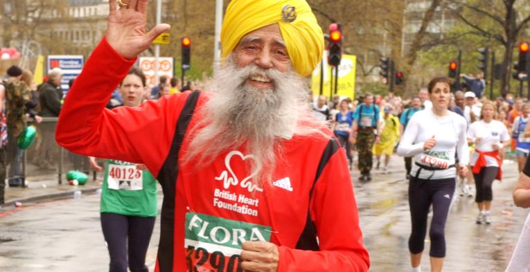 Singh was 93 years old when he finished the 2004 London Marathon