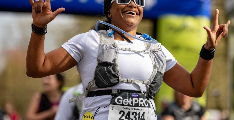 Bath Half finisher celebrates
