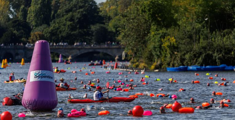 Swim Serpentine buoys and kayakers