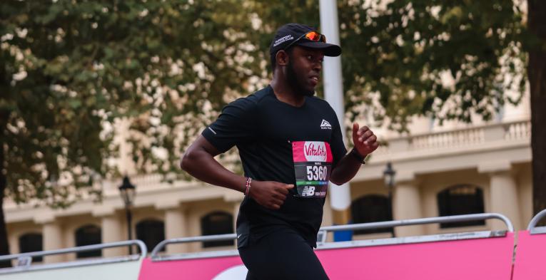 Runner heads toward the Finish Line