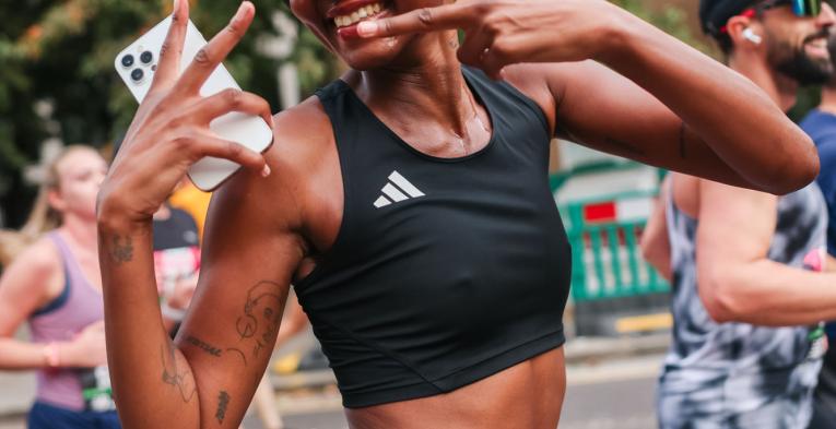 Vitality London 10,000 runner poses for the camera 
