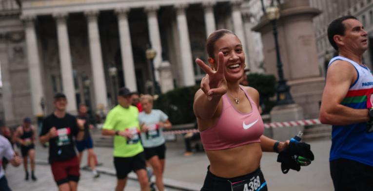 Runners pose for the camera 