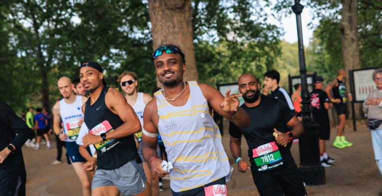 Participants warm up before the event 