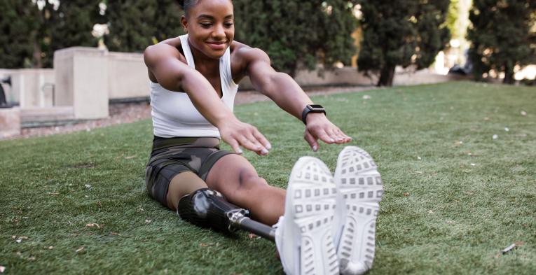 Runner stretching before their run 