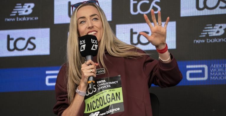 Eilish McColgan at the 2026 TCS London Marathon press conference