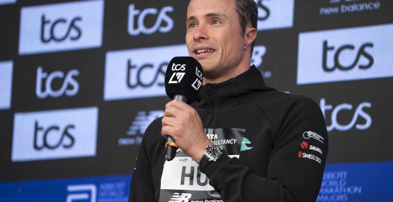 Marcel Hug at the 2026 TCS London Marathon press conference 