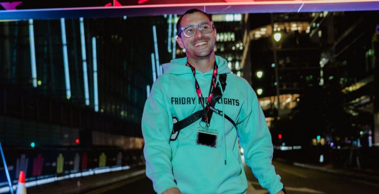 Charlie Allen at a Friday Night Lights Finish Line