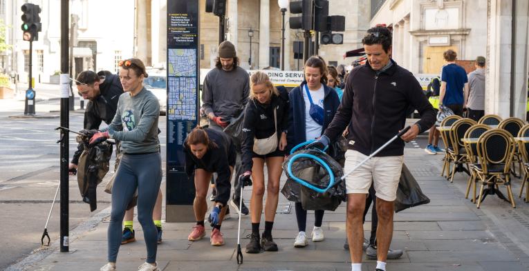 Group of ploggers in Central London