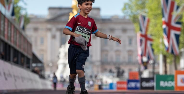 Dylan Valavan crosses the Finish Line