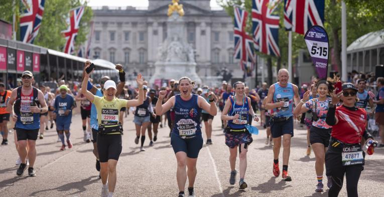 Marathon participants about to cross the Finish Line
