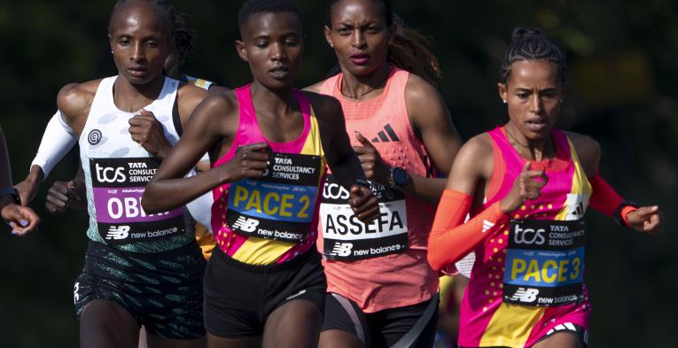 Elite women race at the 2026 TCS London Marathon