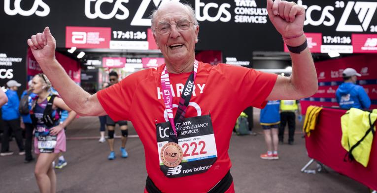 Harry Newton at the TCS London Marathon Finish Line