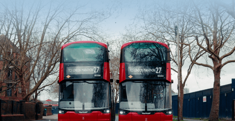 Two red London buses 