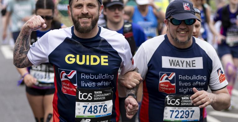 Wayne and his guide runner at the 2026 TCS London Marathon 