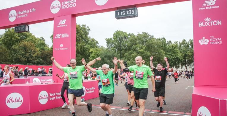 Vitality 10,000 participants crossing the finish line