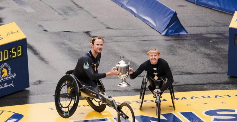 The wheelchair winners of the 2023 Boston Marathon