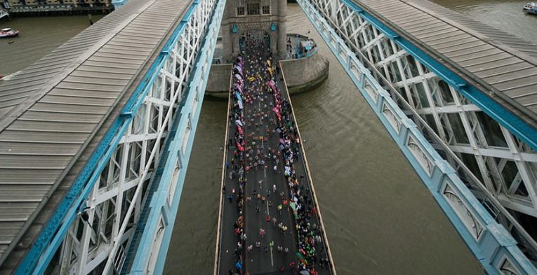 View of the race from Tower Bridge