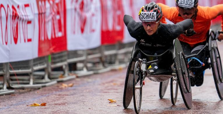 Manuela Schar races at the 2020 Virgin Money London Marathon