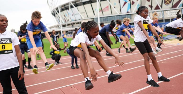 Jumping children at the Athletics for All event