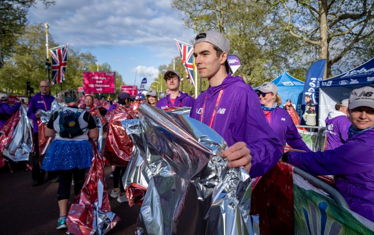 London Marathon volunteers at the Finish Line