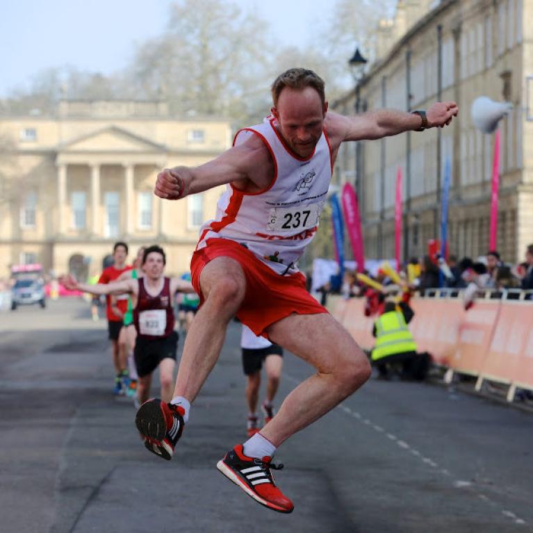 Man running and jumping