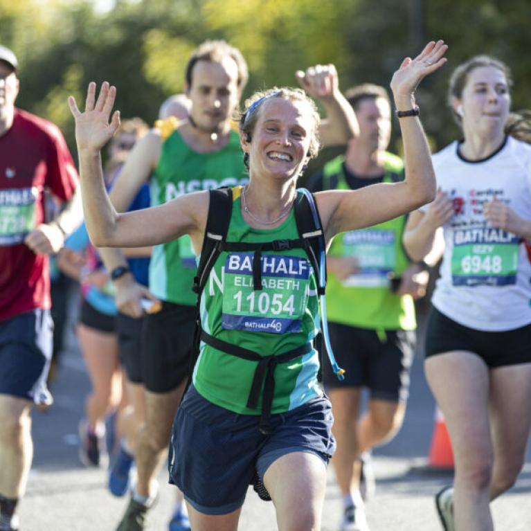 People running with smiles.