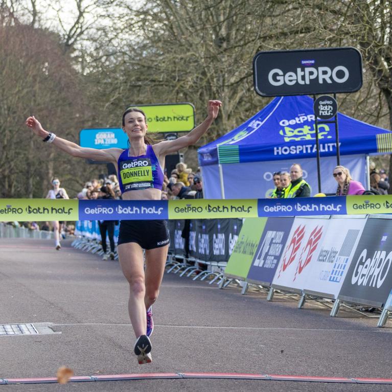 Abbie Donnelly approaching the Finish Line