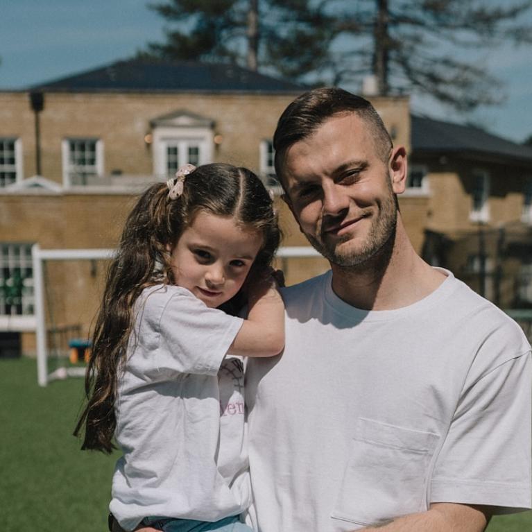 Jack and Siena Wilshere in the garden
