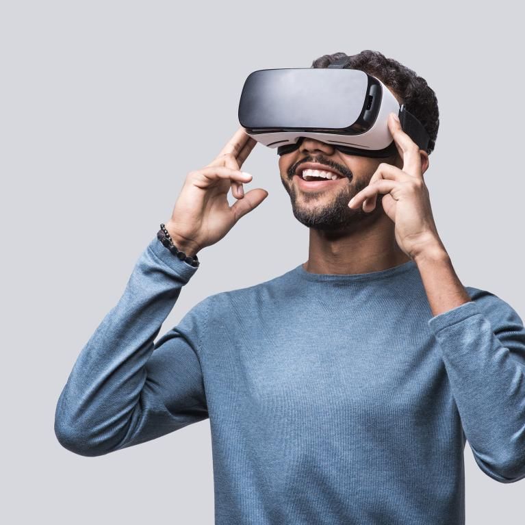 Man using VR headset