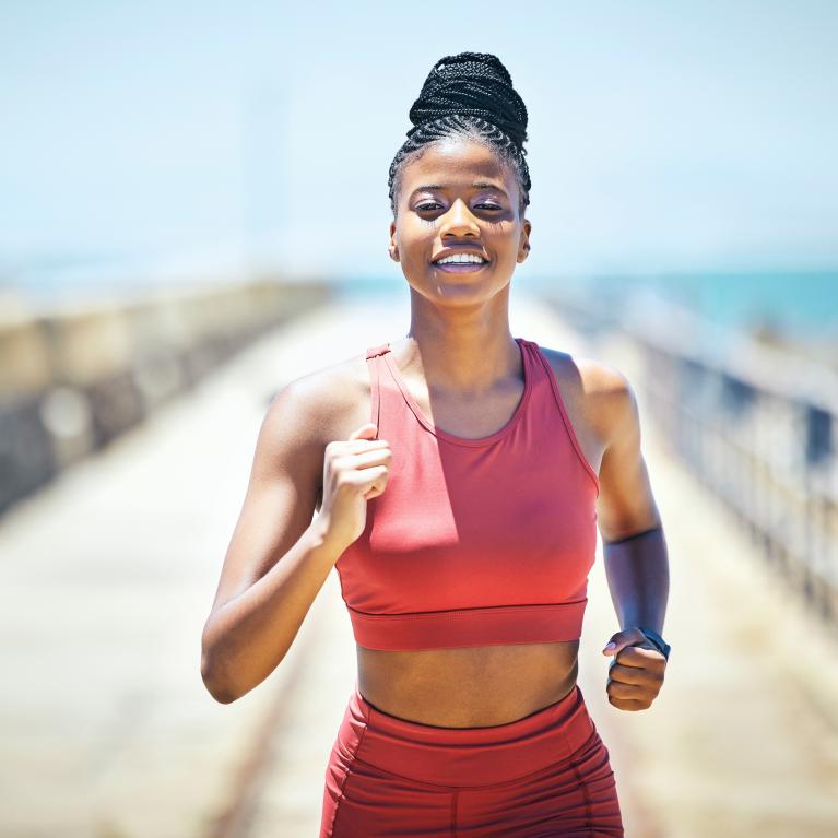Female runner outside during a training run