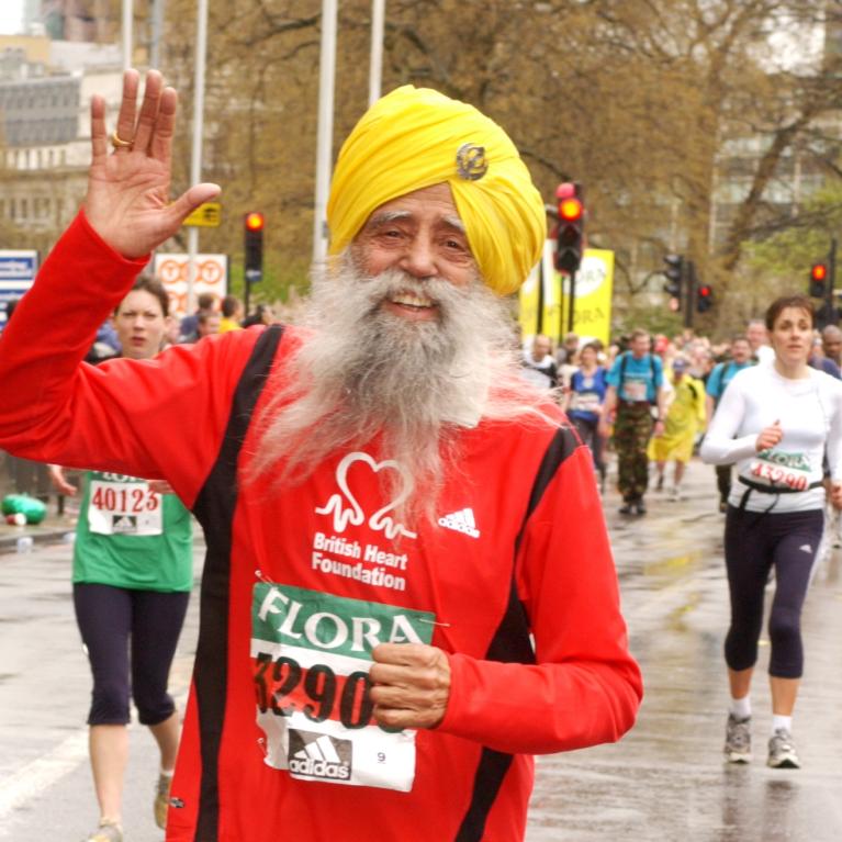 Singh was 93 years old when he finished the 2004 London Marathon