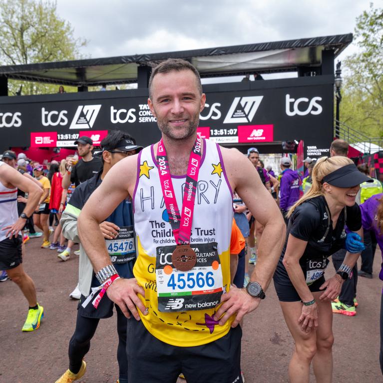 Harry Judd at the London Marathon Finish Line