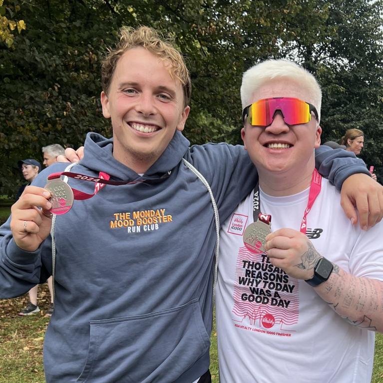 Jack with his medal after the Vitality London 10,000