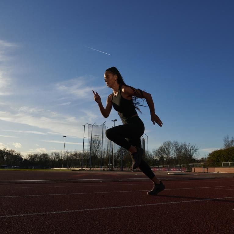 Runner getting ready to start on the track