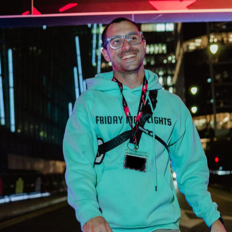 Charlie Allen at a Friday Night Lights Finish Line