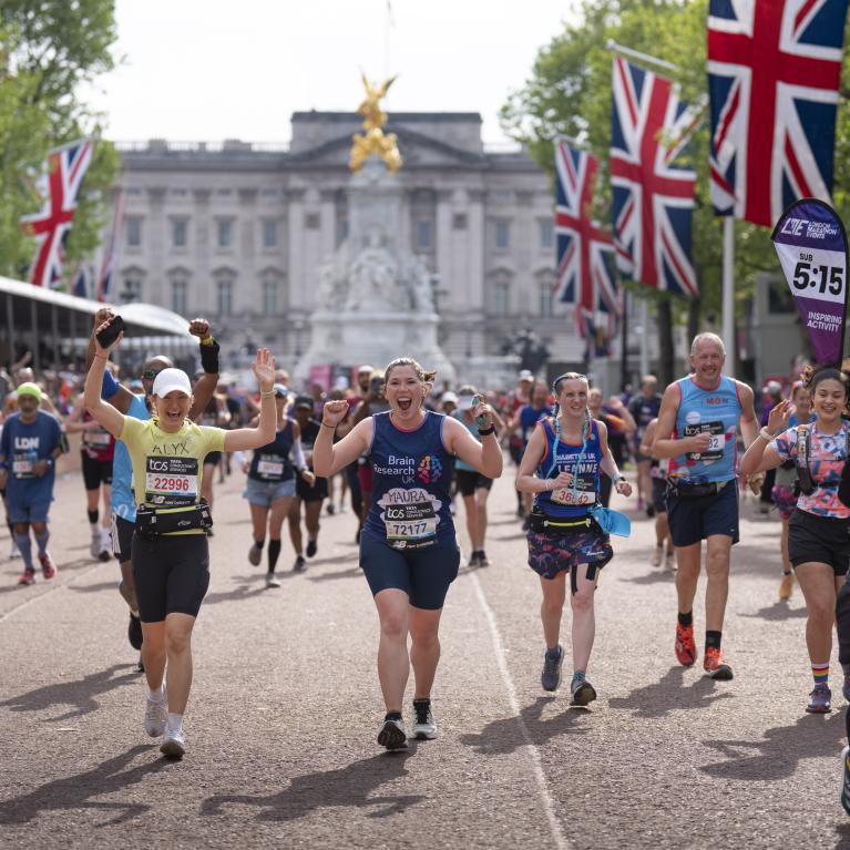 Marathon participants about to cross the Finish Line