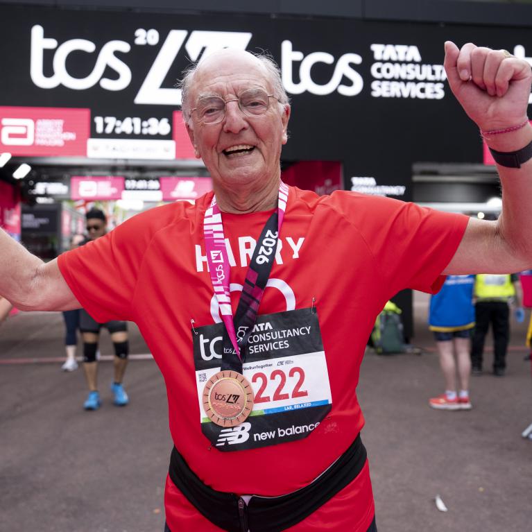 Harry Newton at the TCS London Marathon Finish Line