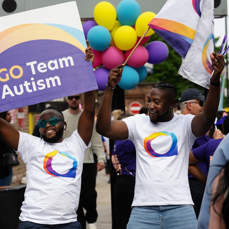 National Autistic Society supporters on the TCS London Marathon course