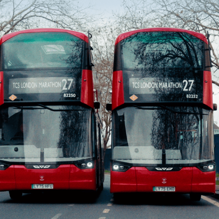 Two red London buses 