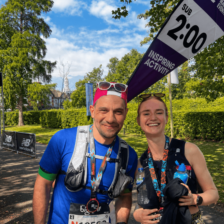 Big Half pacer Akram Shalabi on the left and finisher Amber French on the right 