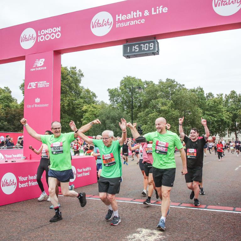 Vitality 10,000 participants crossing the finish line